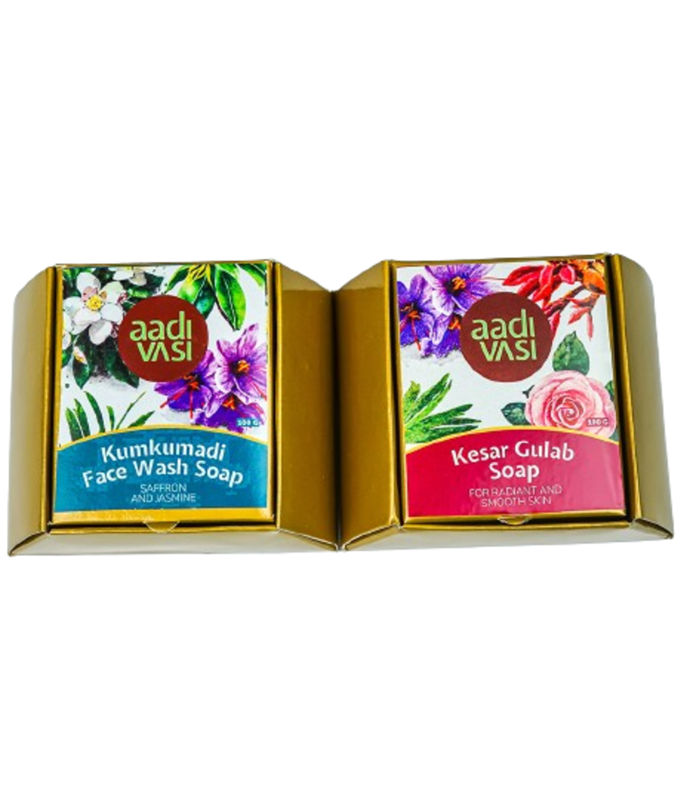 Handmade Organic Soaps Combo Made by Tribes of Jharkhand (Kesar Gulab and Kumkumadi Combo)