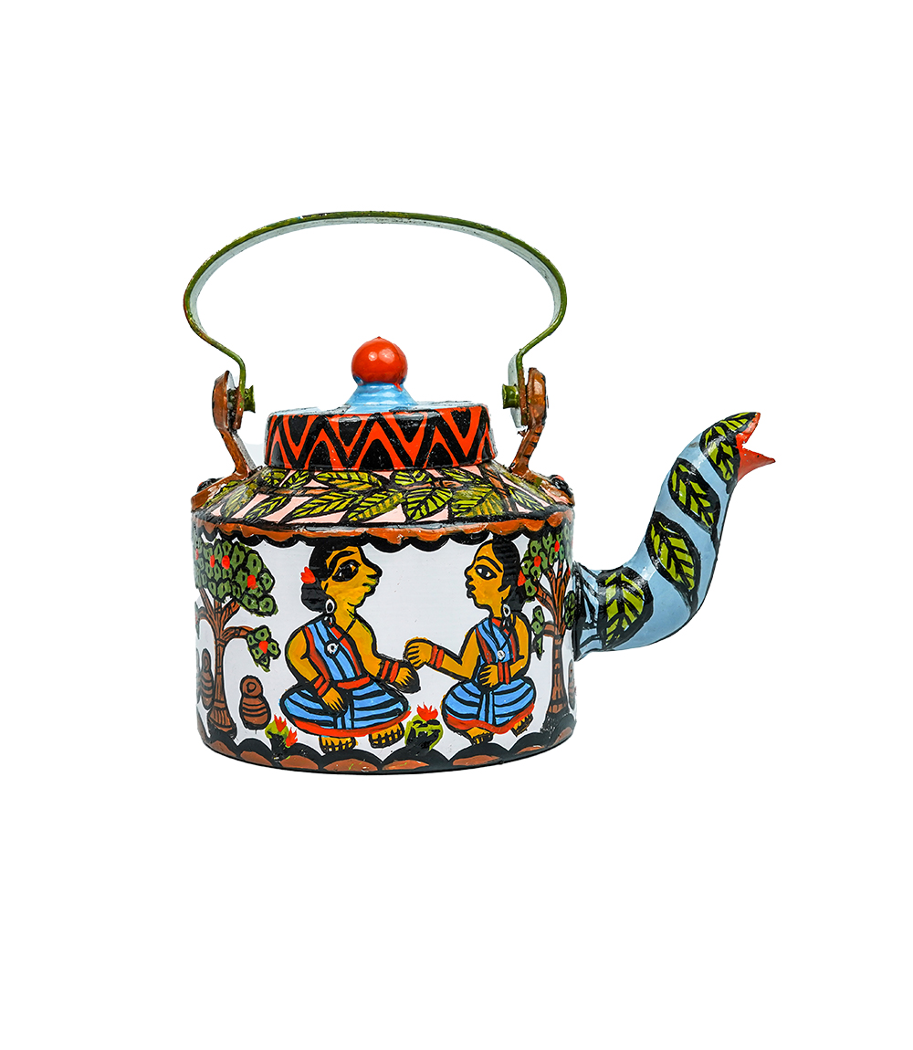 Hand-Painted Aluminum Kettle - By the Tribes of Jharkhand