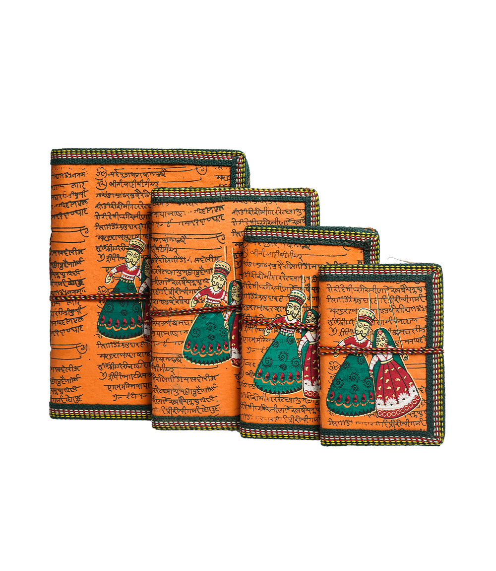 Handmade Diary Set - Puppet Dance (Set of 4) Made by the Tribes of Rajasthan 