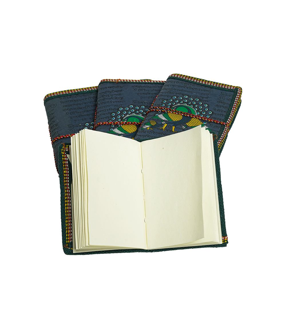 Handmade Diary Set - Peacock Design (Set of 4) Made by the Tribes of Rajasthan 