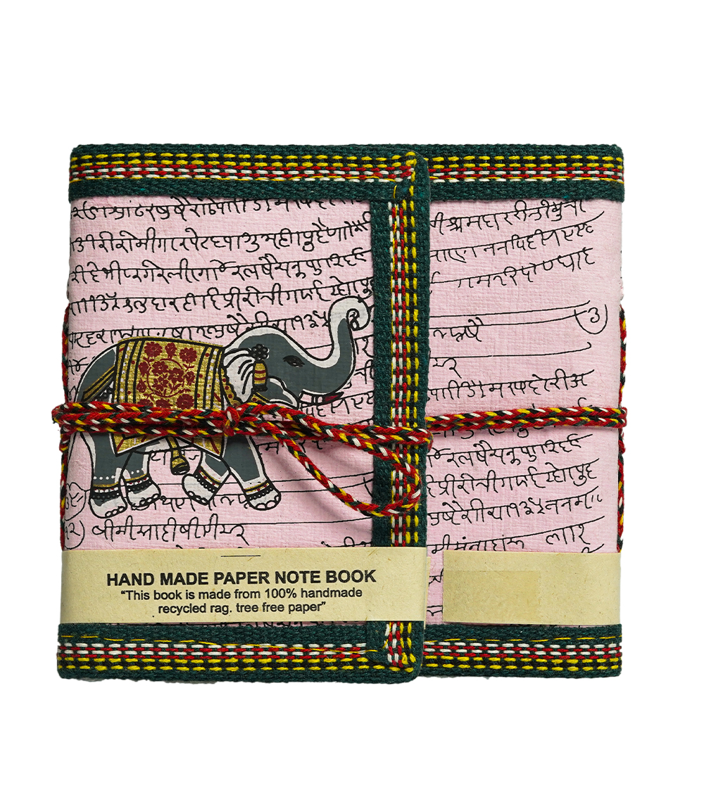 Handmade Elephant Print Diary (8x12.5) Made by the Tribes of Rajasthan 