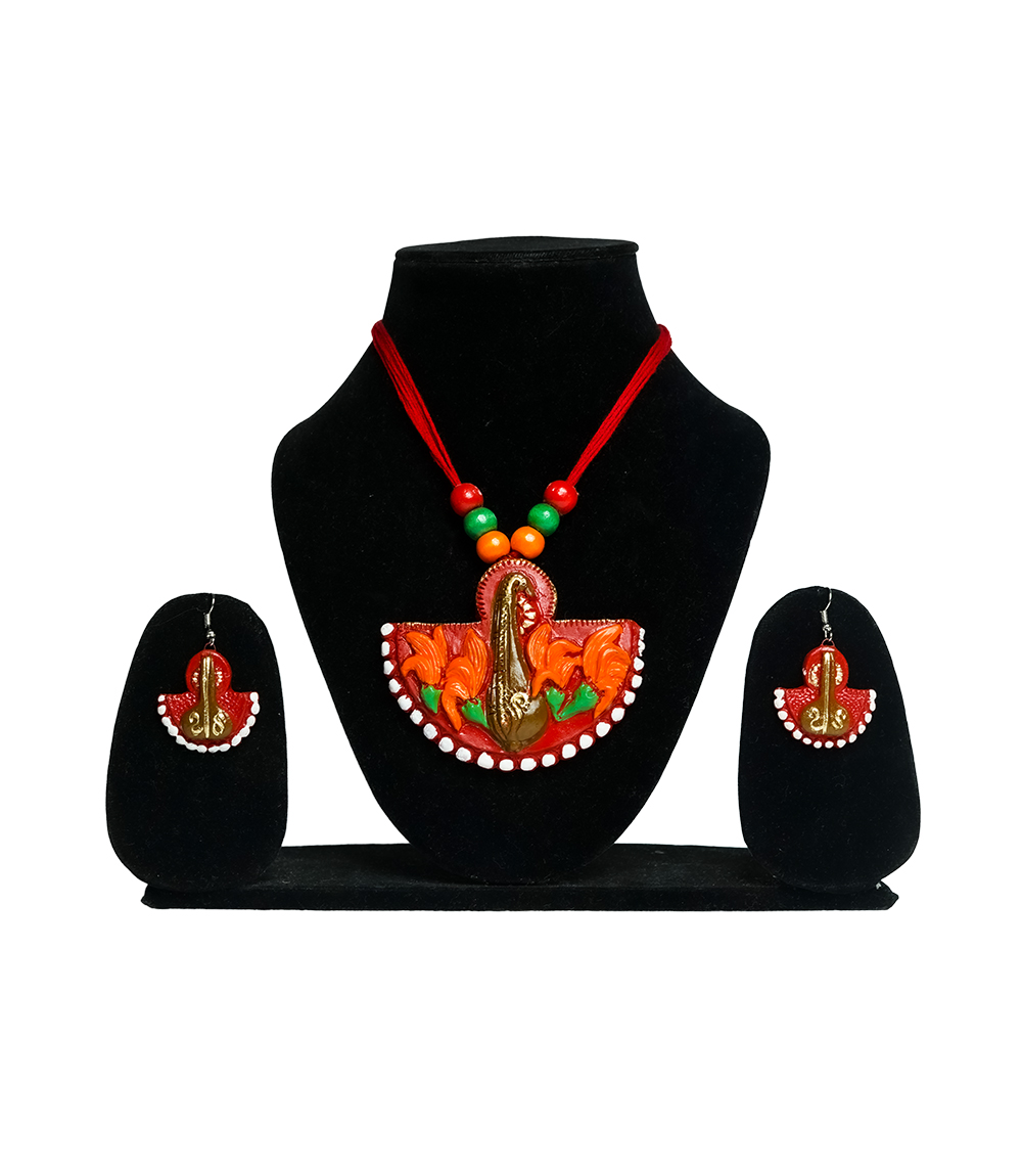 Terracotta Necklace Swan Design - Made by tribes of Jharkhand