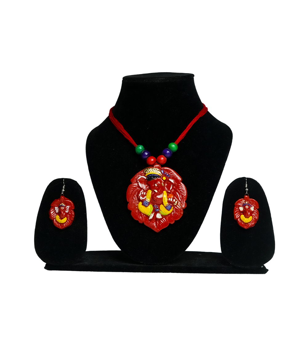 Terracotta Ganesh Design Necklace Set - By the Tribes of Jharkhand