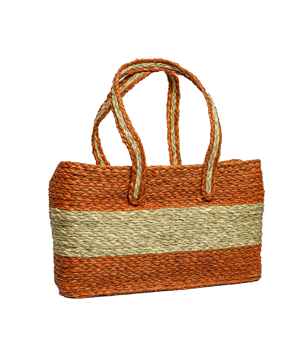  Sabai Grass Shopping Bag (Orange): Handcrafted by Tribes of Jharkhand