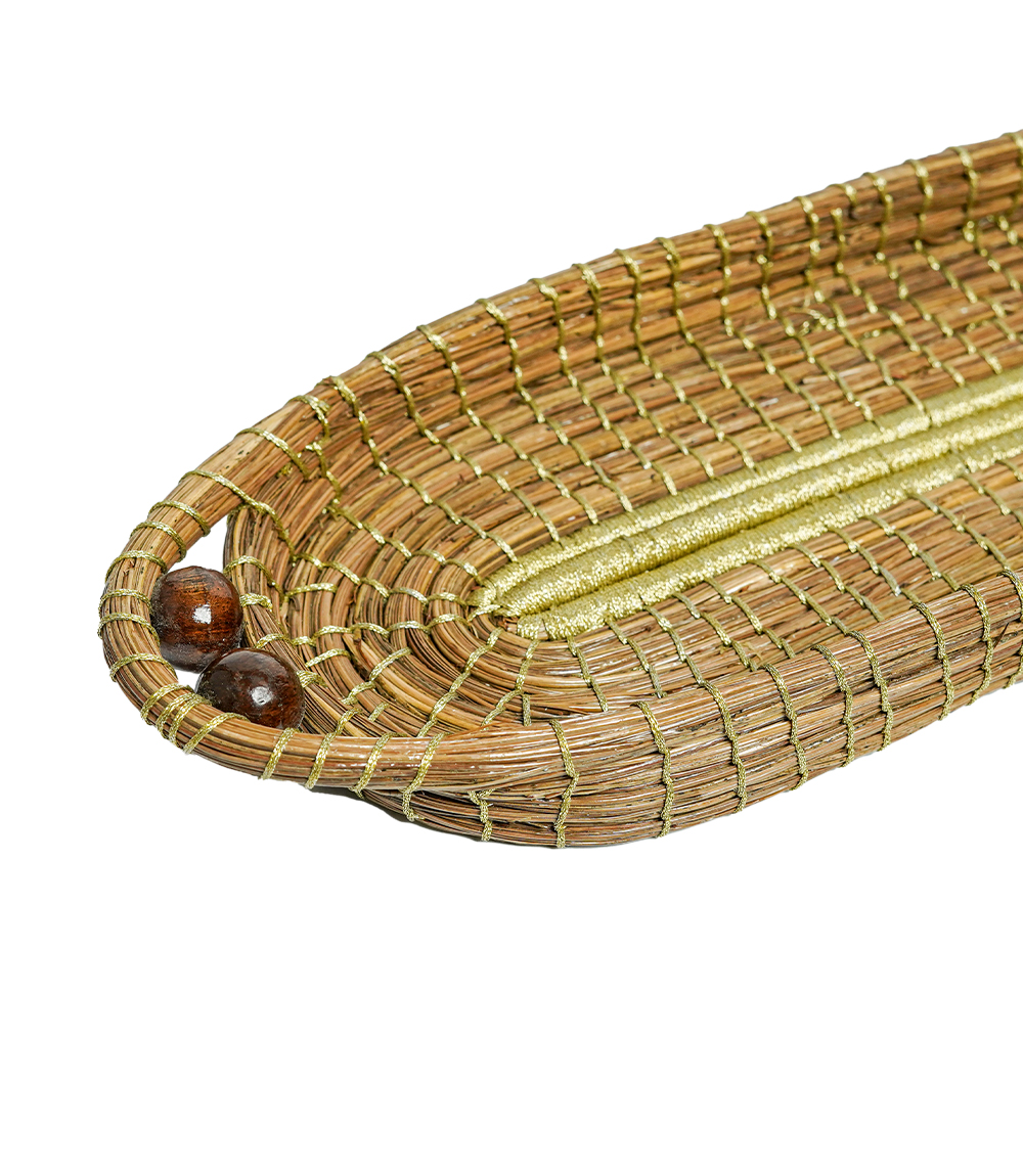 Trinket Pine Needle Tray from Uttarakhand with Decorative Beads