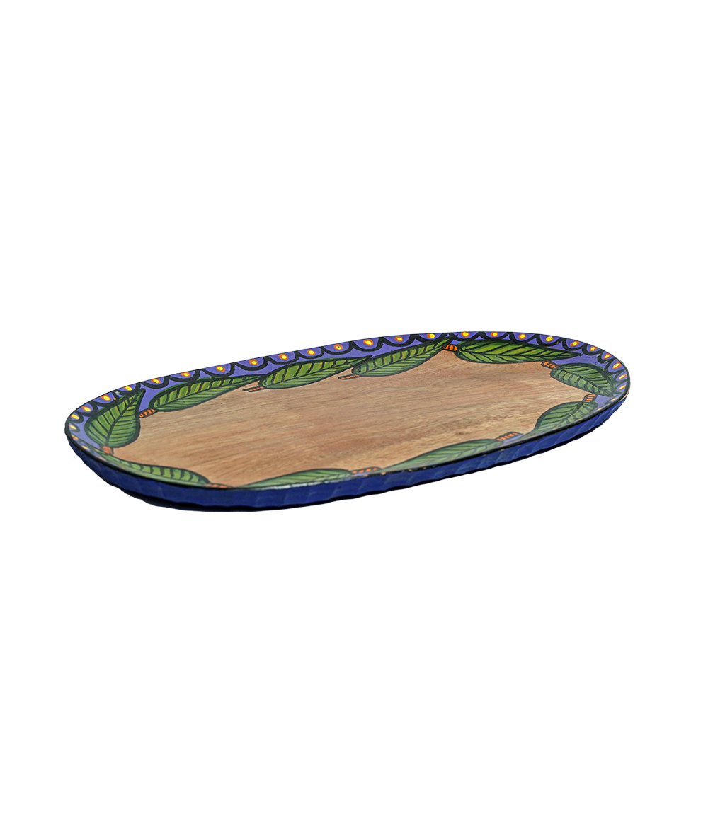 Handmade Wooden Tray - Sohrai Painting Made By Tribals Of Jharkhand