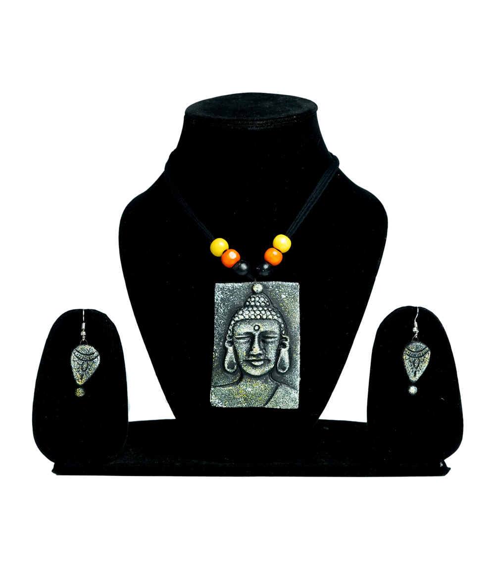 Buddha Pendant Terracotta Jewellery Set