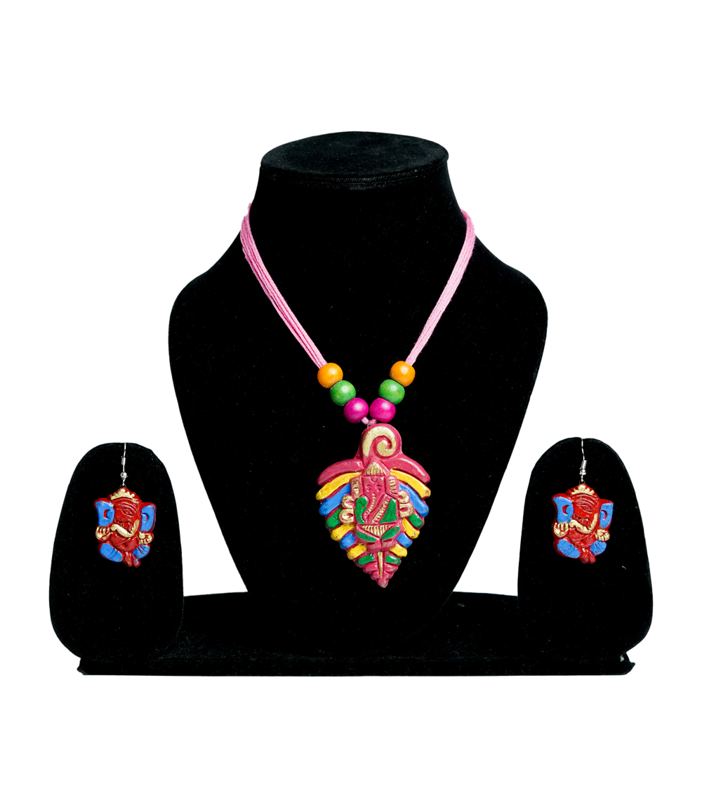Terracotta Ganesh Necklace Set – Handcrafted by Tribes of Jharkhand