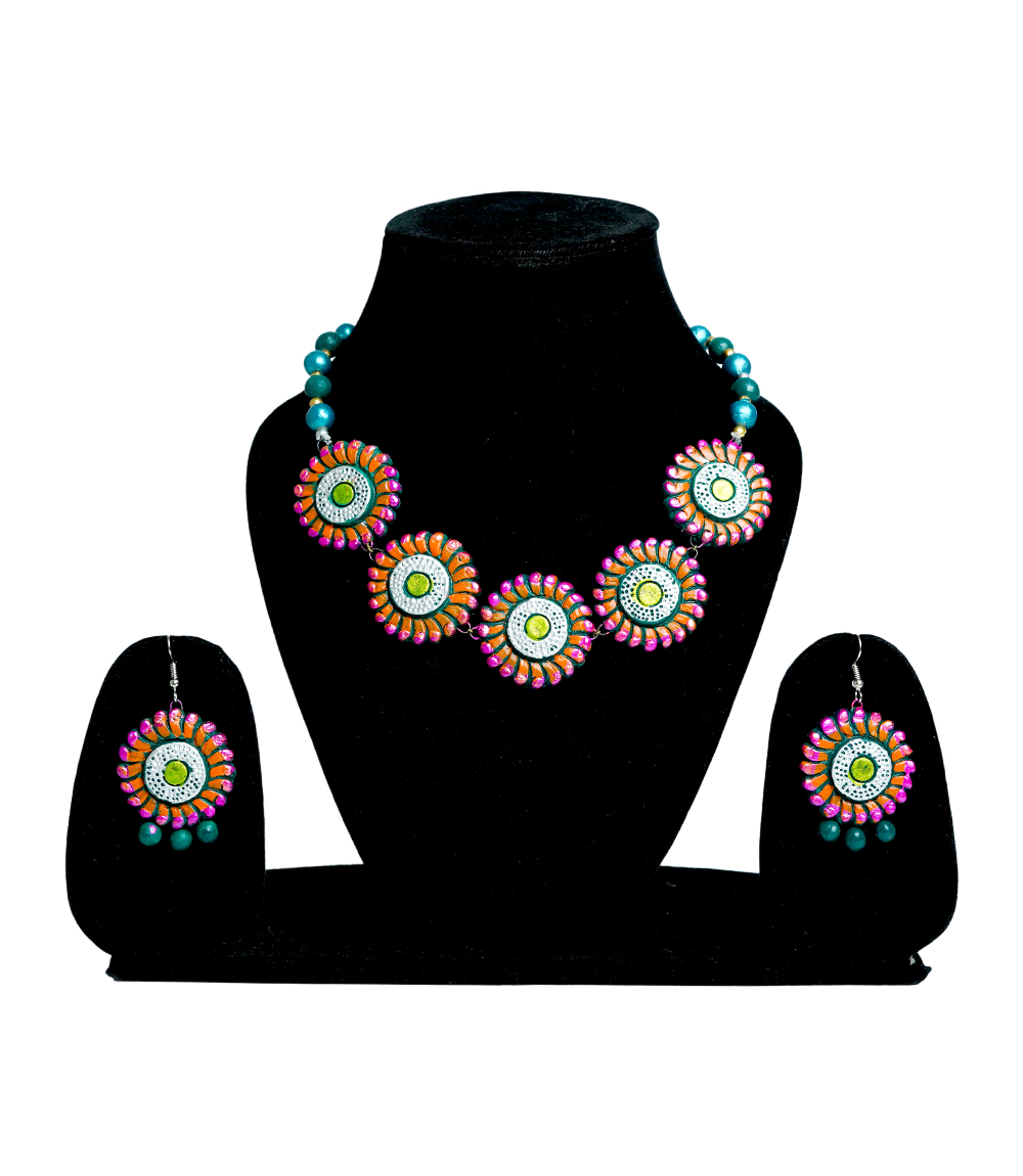 ColorBurst Flora – Tribal Terracotta Jewellery Set