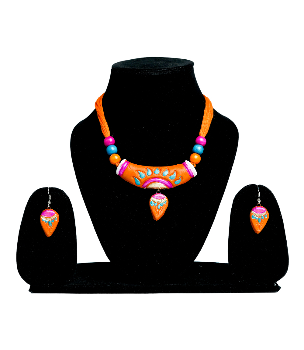 Terracotta curved shape Necklace Set- Made by Tribes of Jharkhand