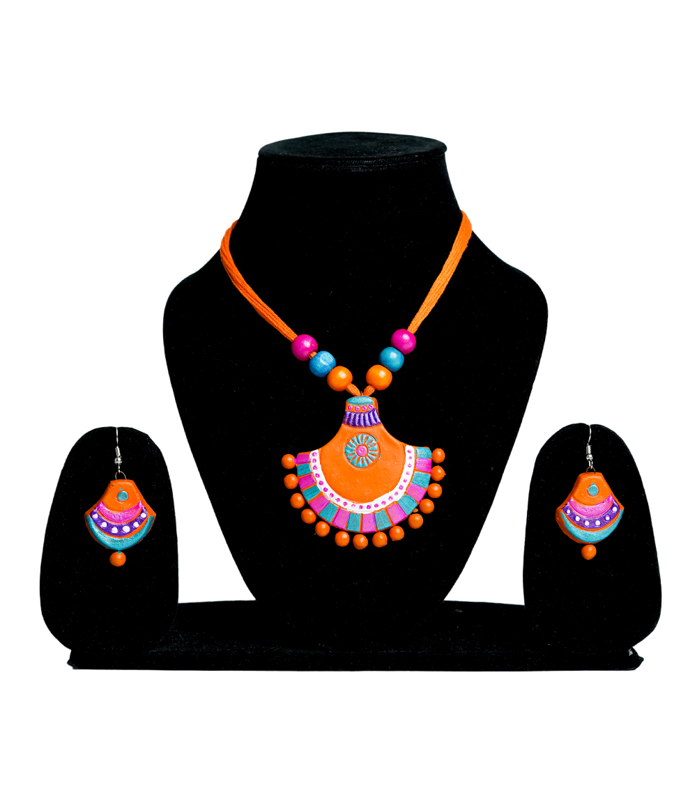 Terracotta semi-circular shape Necklace Set