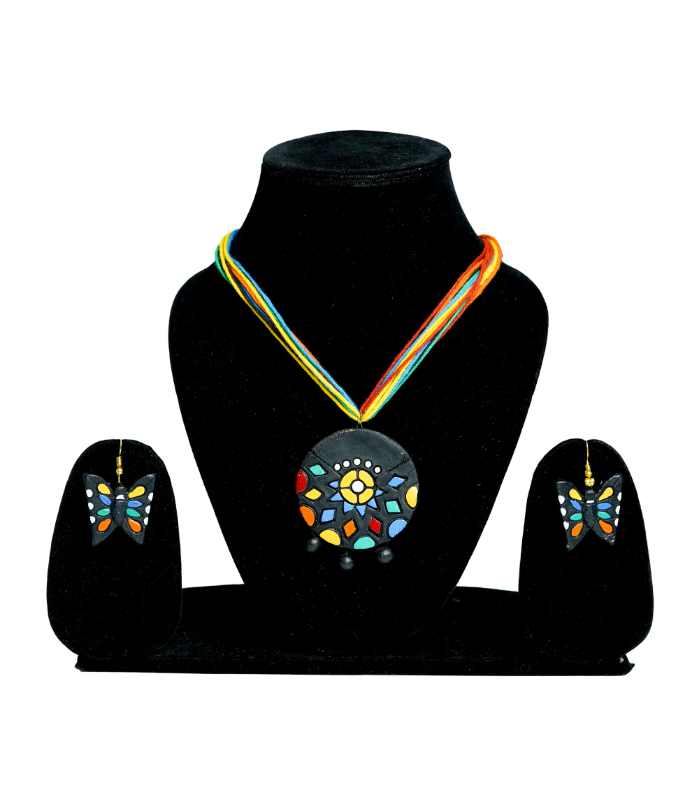 Terracotta circular pendant Set- Made by Tribes of Jharkhand