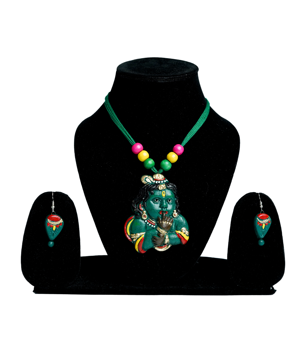Terracotta Krishna Necklace Set - Made by Tribes of Jharkhand