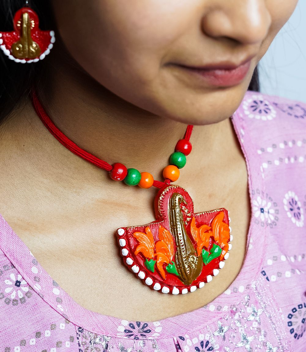 Terracotta Necklace Swan Design - Made by tribes of Jharkhand