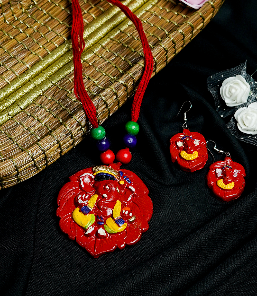 Terracotta Ganesh Design Necklace Set - By the Tribes of Jharkhand