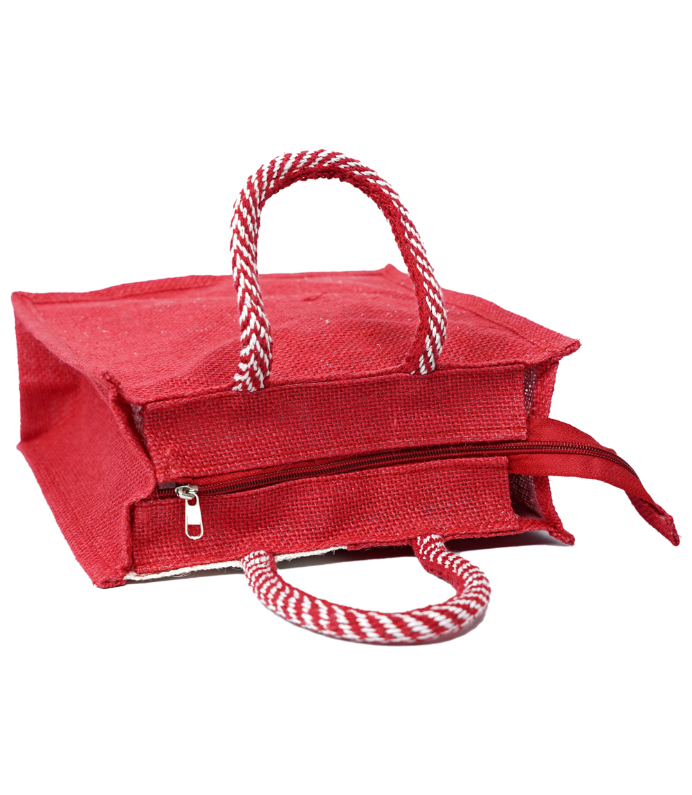 Tribal Art Eco-Friendly Jute Bag – Red