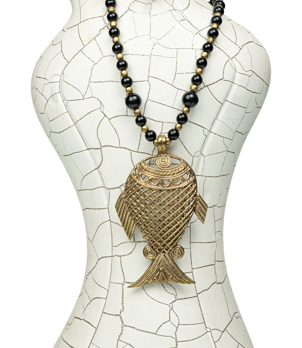 Dokra Fish necklace set (Black) 