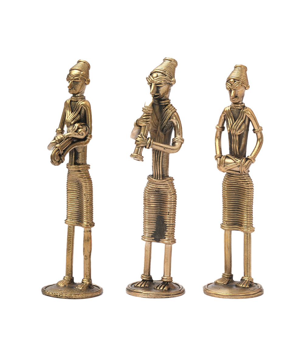Dokra Tribal Folk Musician Statue Made by the Tribes of Odisha