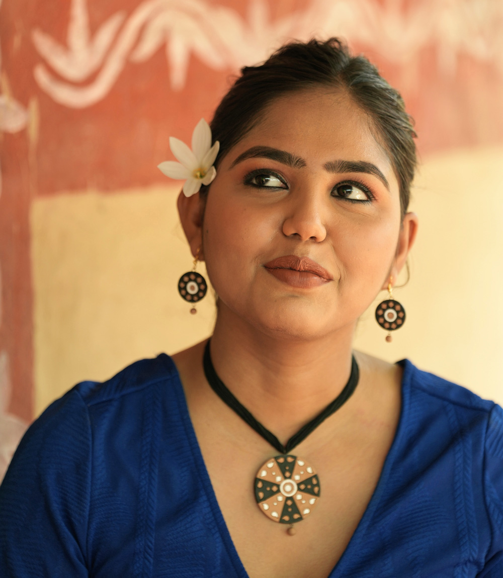 Terracotta Necklace Set (Golden Black Colour) - Made by Tribes of Jharkhand 