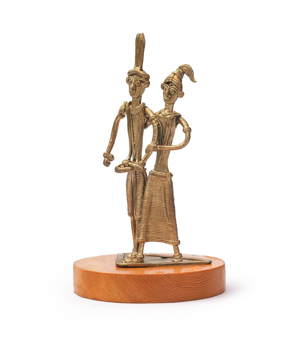 Dokra Tribal Dancing Couple Statue