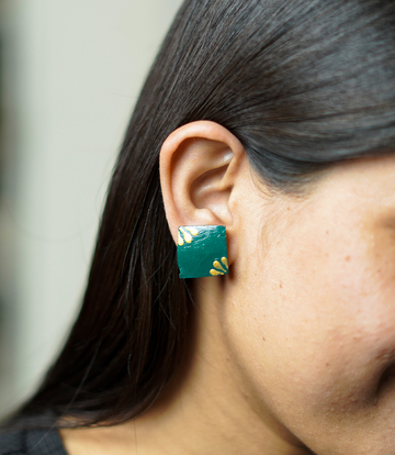 Artisan Crafted Green Coconut Shell Earrings from West Bengal