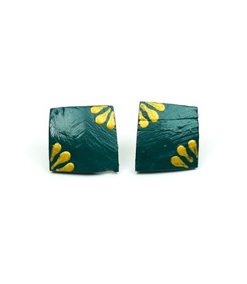 Artisan Crafted Green Coconut Shell Earrings from West Bengal