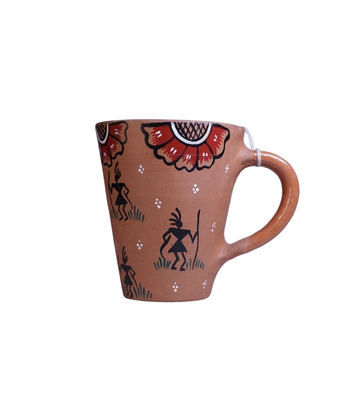 Terracotta Mug With Sohrai Tree Painting Made by Tribes of Jharkhand