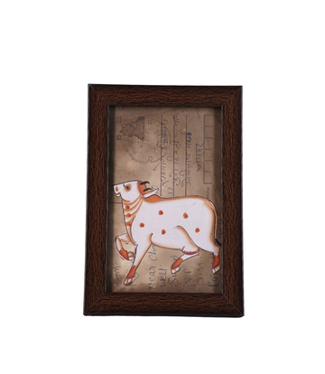 Antique White Cow Postcard Miniature from Rajasthan  
