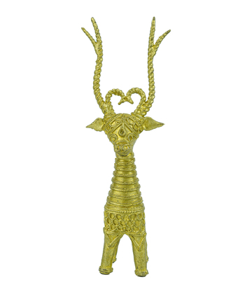 Handcrafted Dokra deer statue made by tribes of Jharkhand