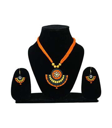 Terracotta Necklace Set (Yellow Colour) - Made by Tribes of Jharkhand