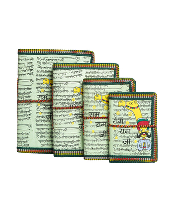 Handmade Diary Set - Ram Ram Ji Print ( Set of 4) Made by the Tribes of Rajasthan