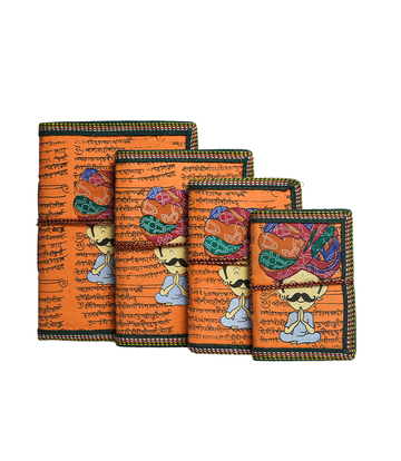 Handmade Diary Set - Rajasthani Man with mustache ( Set of 4) Made by the Tribes of Rajasthan 