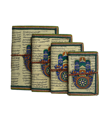 Handmade Diary Set - Hand of God (Set of 4) Made by the Tribes of Rajasthan 