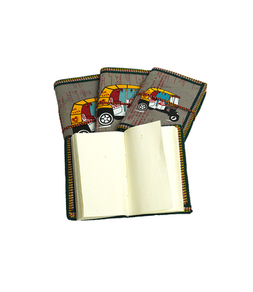 Handmade Diary Set - Auto-rickshaw design (Set of 4) Made by the Tribes of Rajasthan 