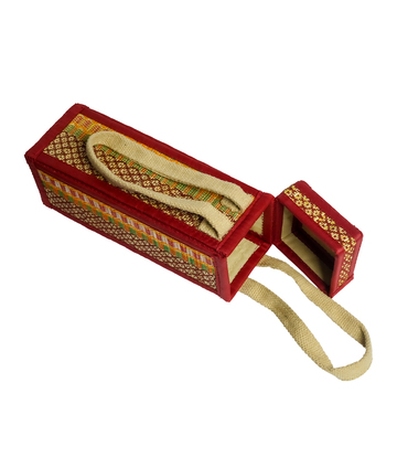Handwoven bamboo water bottle bag made by tribes of Jharkhand (Red Colour)