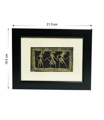 Dokra Art Frame - Three Figures (21.5x16.5) : By the Tribes Of Chhattisgarh 
