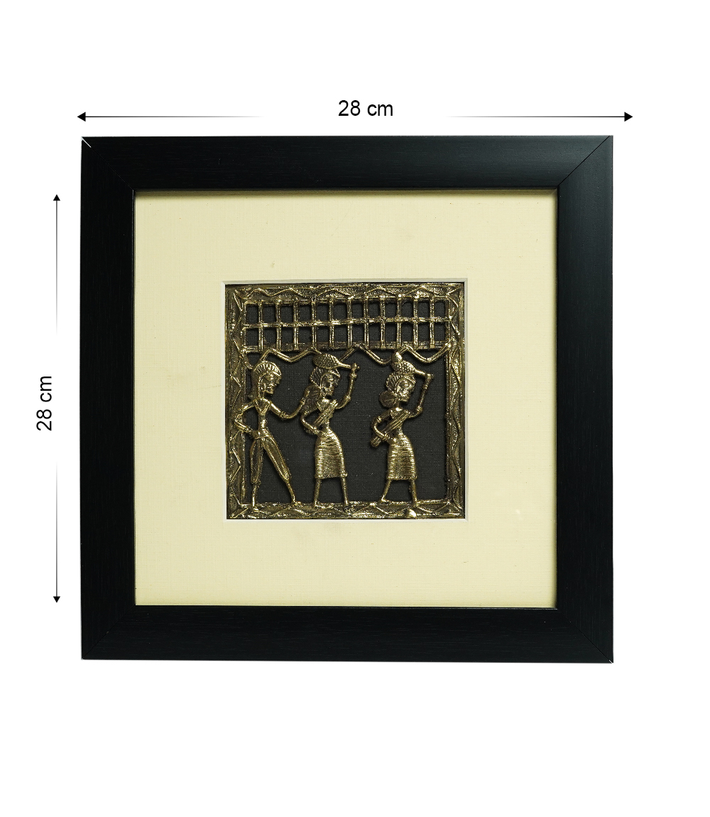 Dhokra art depicting one male and two female - By the Tribes Of Chhattisgarh