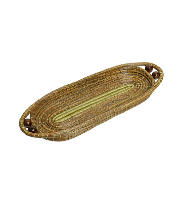 Trinket Pine Needle Tray from Uttarakhand with Decorative Beads
