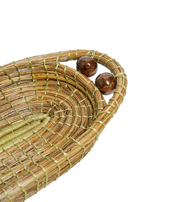 Trinket Pine Needle Tray from Uttarakhand with Decorative Beads