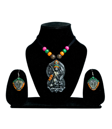 Terracotta Maa Durga Pendant- Made by Tribes of Jharkhand