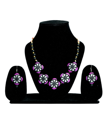 Terracotta floral and circular Necklace Set- Made by Tribes of Jharkhand