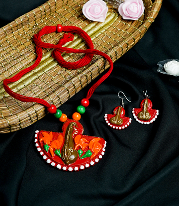 Terracotta Necklace Swan Design - Made by tribes of Jharkhand