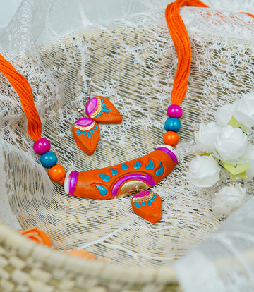 Terracotta curved shape Necklace Set- Made by Tribes of Jharkhand