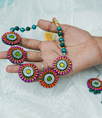 ColorBurst Flora – Tribal Terracotta Jewellery Set