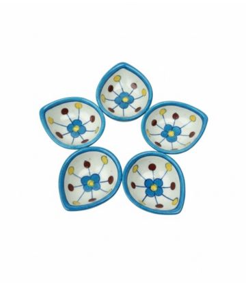 Blue Pottery Diya Set Made by Tribes of Rajasthan (5 piece)