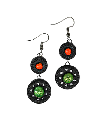 Handmade Tribal Black Terracotta  Earrings