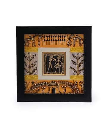 Dokra Tribal Frame with Sohrai Painting Made by the Tribes of Chhattisgarh
