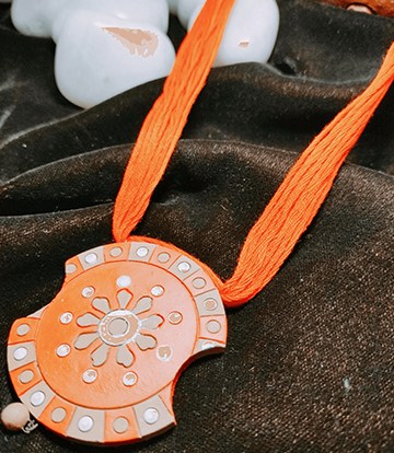 Terracotta Necklace Set(Orange colour)- Made by Tribes of Jharkhand